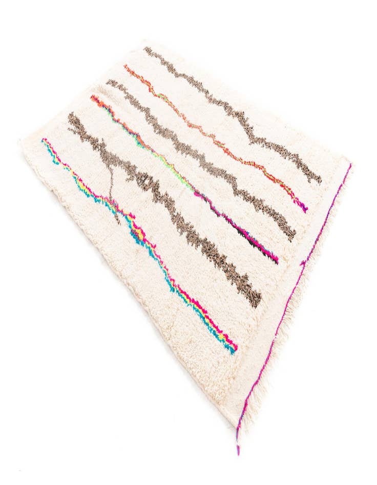 Detail image of  4' 9 x 7'  Hand Knotted Moroccan Wool Rug