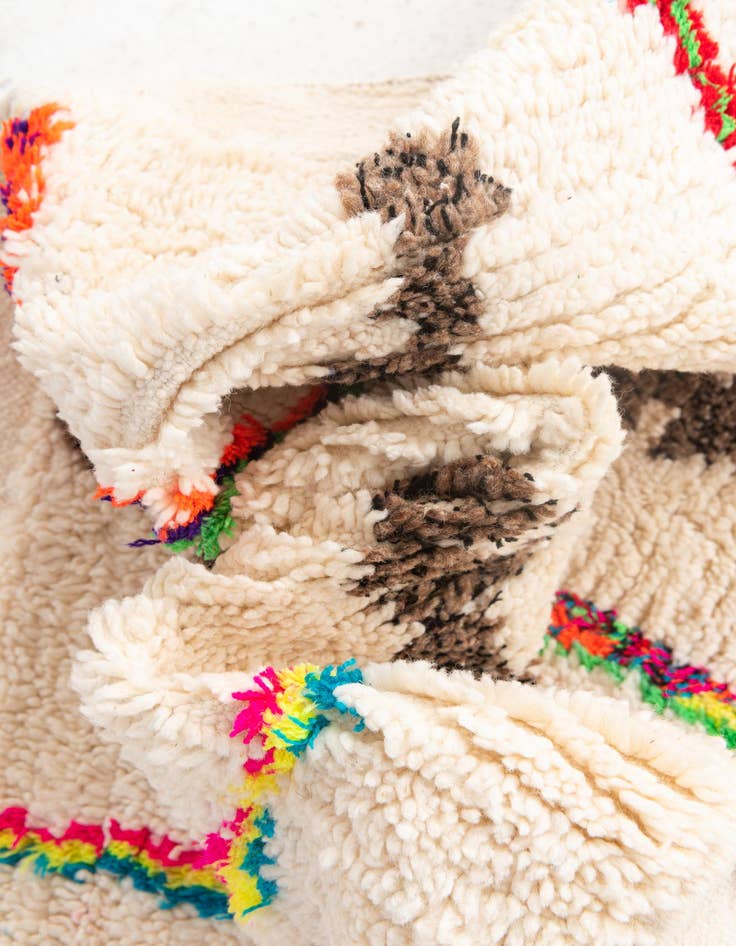 Detail image of  4' 9 x 7'  Hand Knotted Moroccan Wool Rug