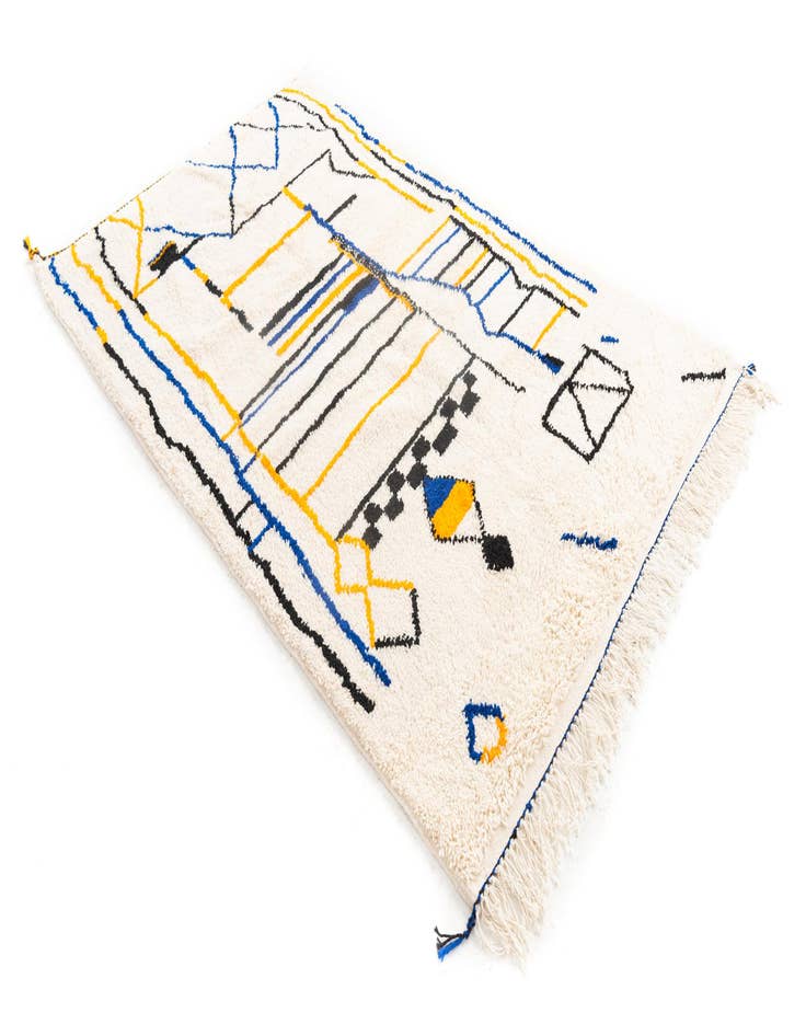 Detail image of  4' 10 x 7' 9  Hand Knotted Moroccan Wool Rug