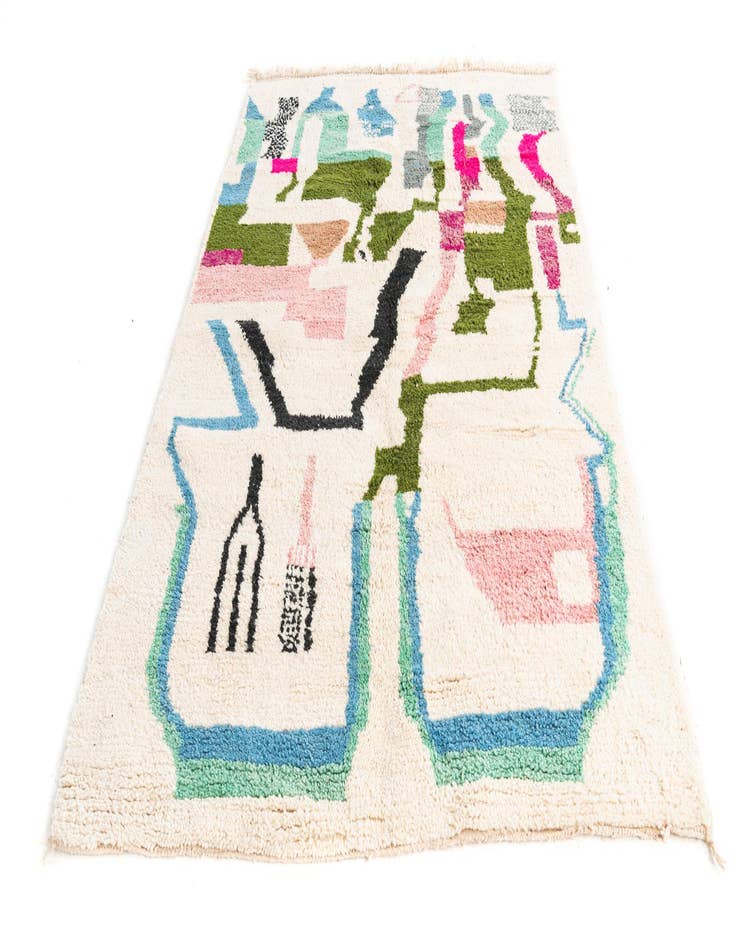 Detail image of  5' 3 x 8' 4  Hand Knotted Moroccan Wool Rug