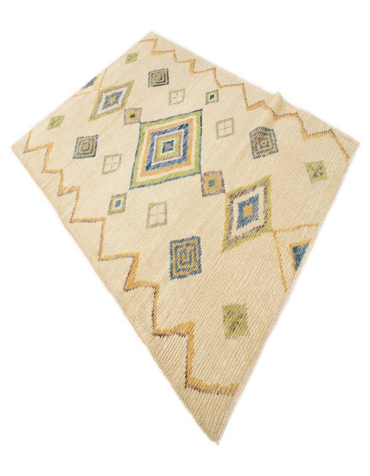 Detail image of  5' 9 x 8' 3  Hand Knotted Moroccan Wool Rug