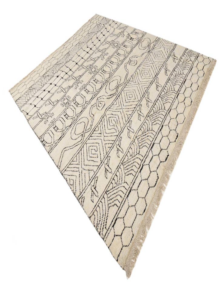 Detail image of  8' 2 x 10'  Hand Knotted Moroccan Wool Rug