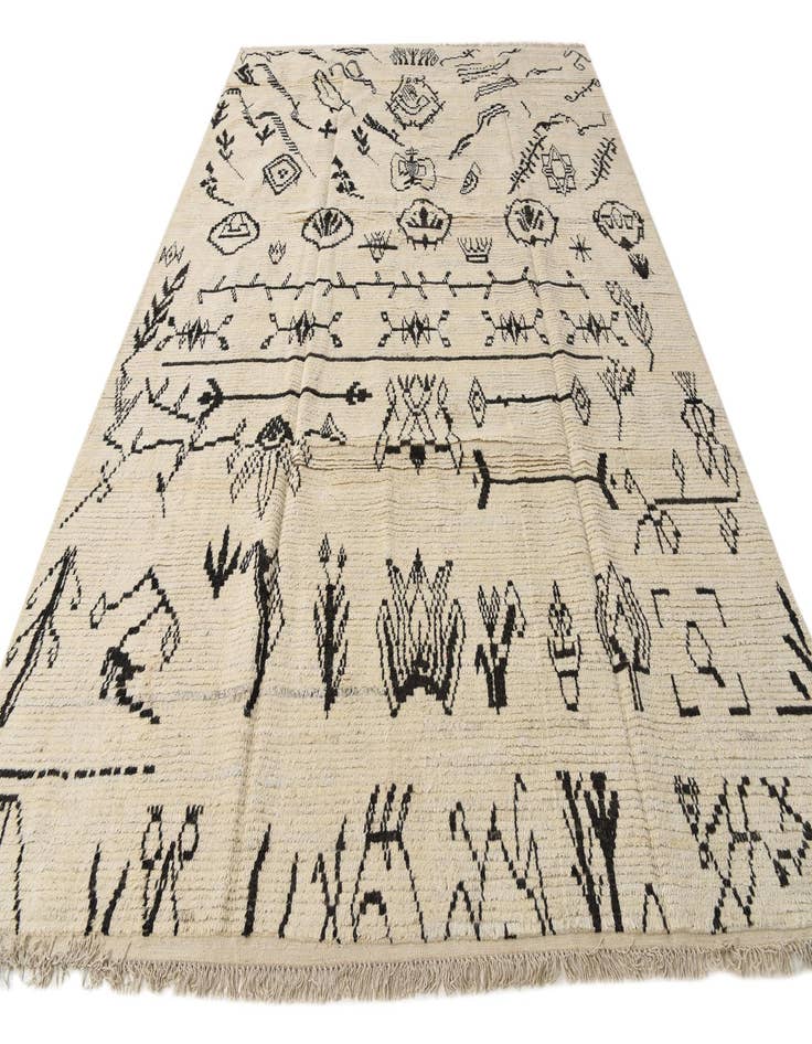 Detail image of  9' x 13'  Hand Knotted Moroccan Wool Rug