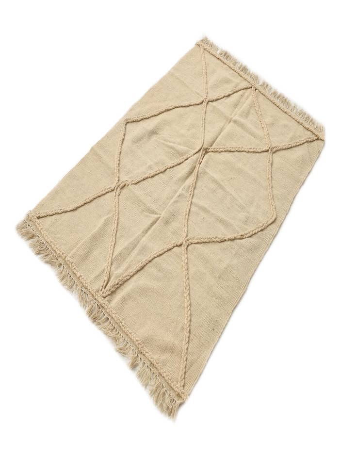 Detail image of  3' 4 x 4' 9  Hand Knotted Moroccan Wool Rug