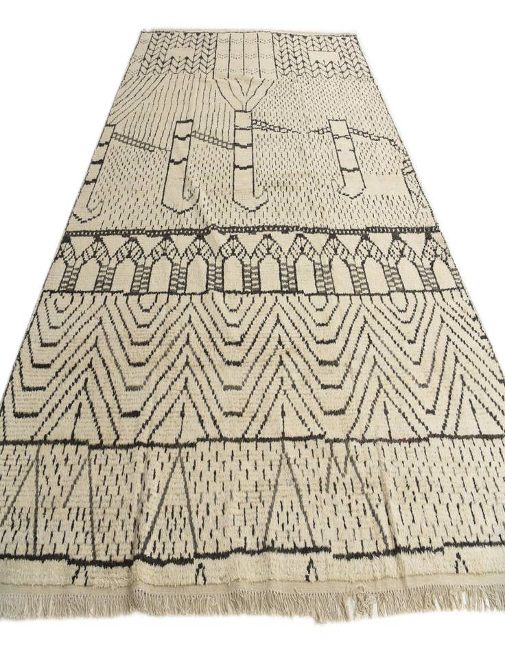 Detail image of  9' 10 x 14'  Hand Knotted Moroccan Wool Rug