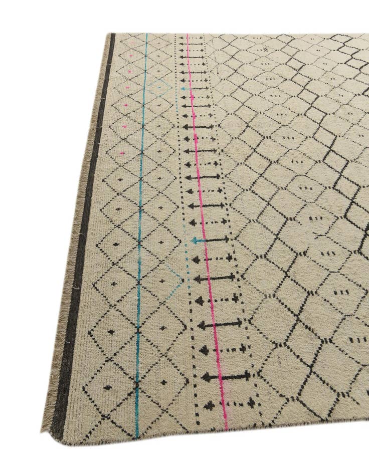 Detail image of  9' 10 x 15'  Hand Knotted Moroccan Wool Rug