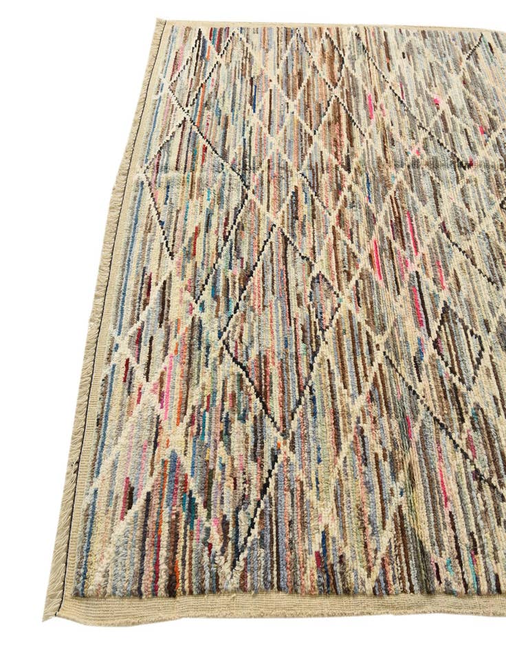 Detail image of  6' 3 x 9' 2  Hand Knotted Moroccan Wool Rug