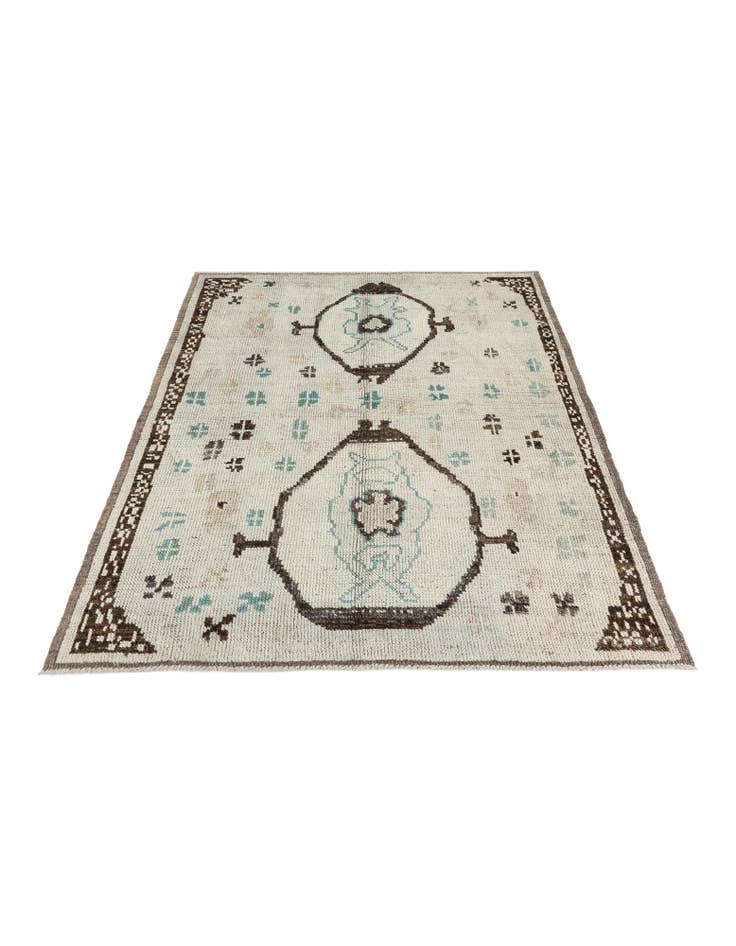 Detail image of  5' 8 x 7'  Hand Knotted Moroccan Wool Rug