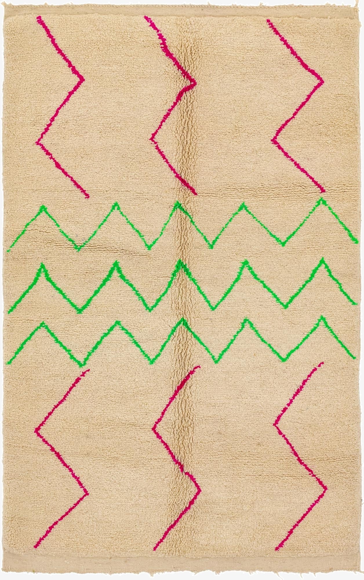  4' 11 x 7' 9  Hand Knotted Moroccan Wool Rug