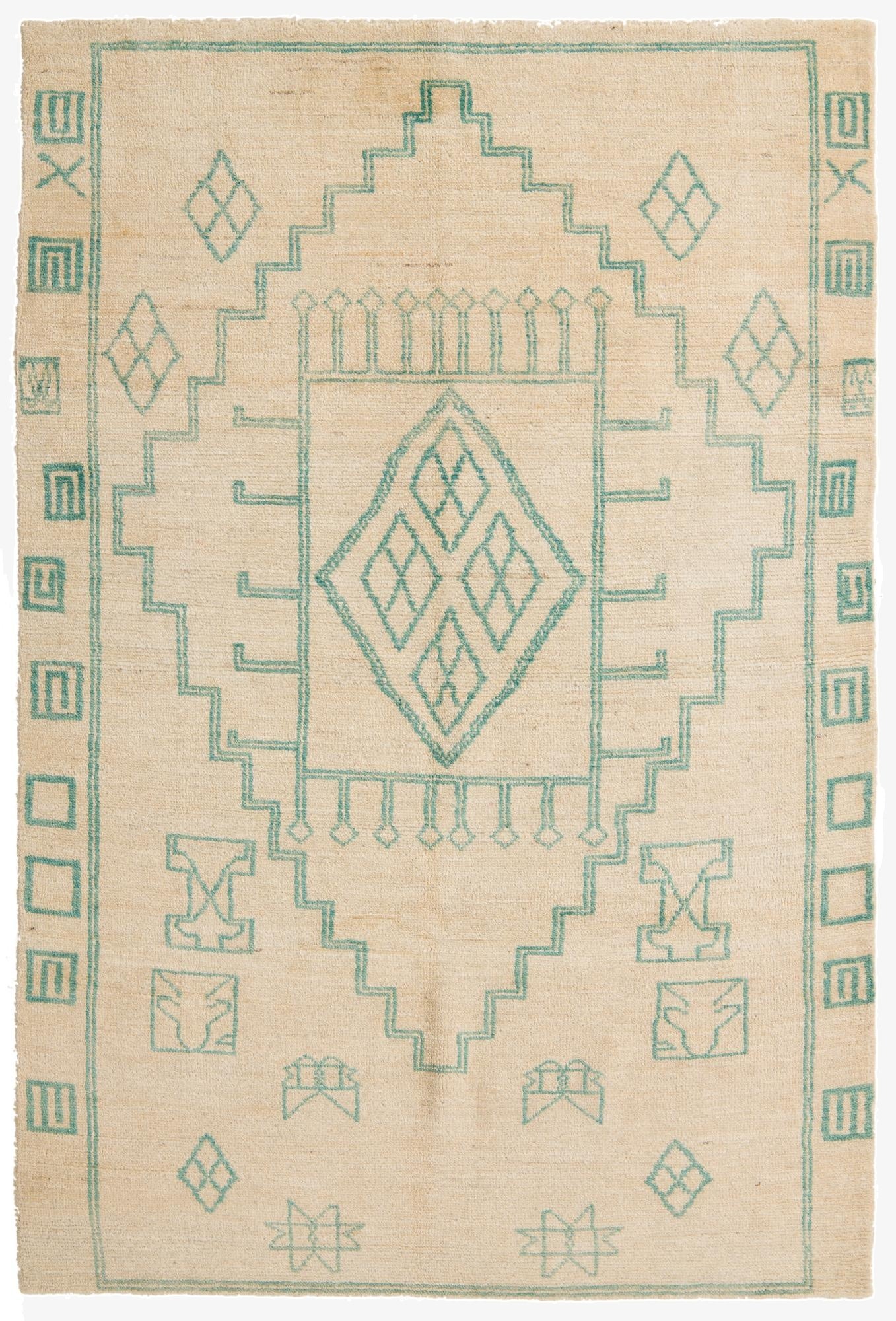  5' 6 x 8' 2  Hand Knotted Moroccan Wool Rug