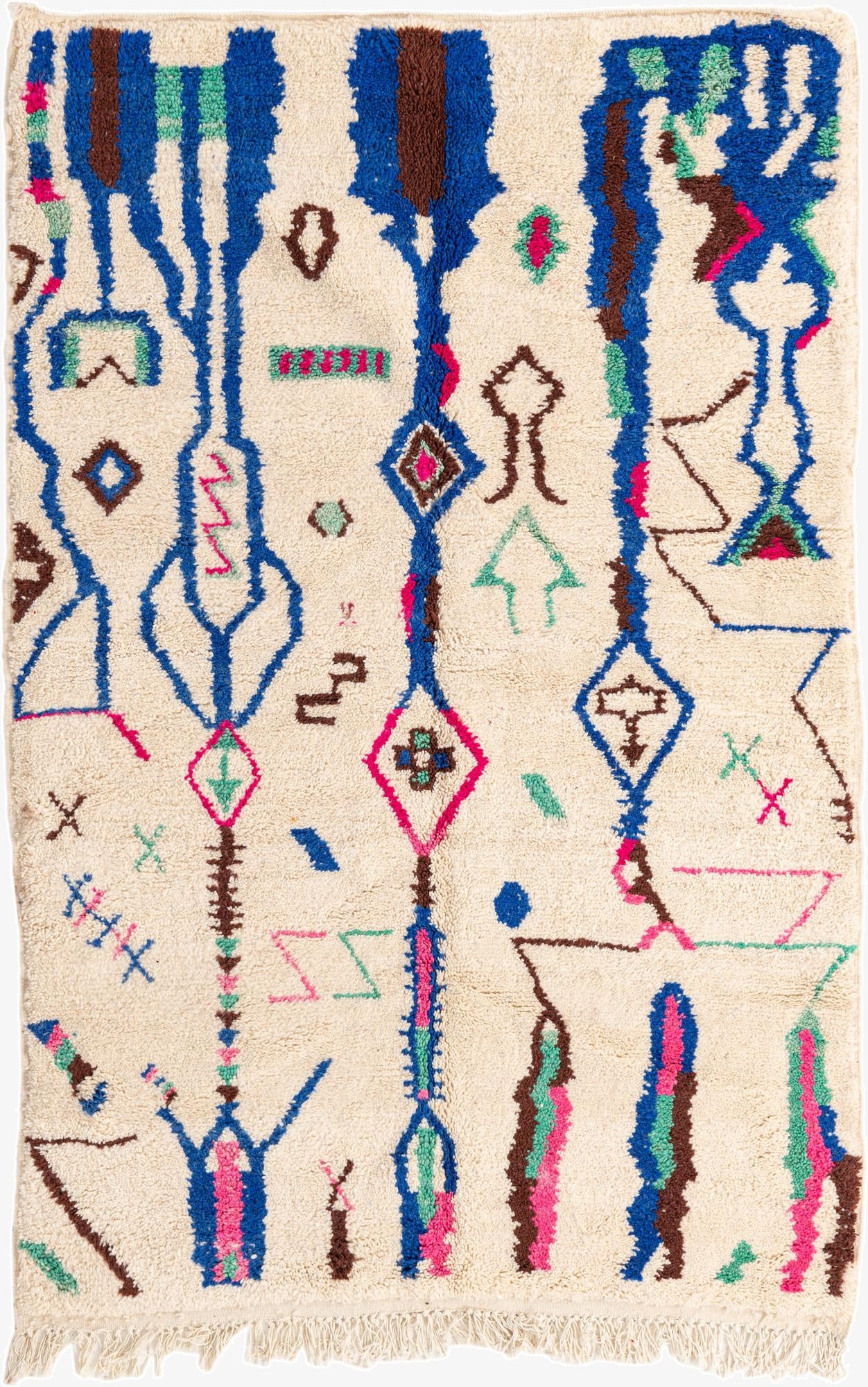  5' 3 x 8' 3  Hand Knotted Moroccan Wool Rug