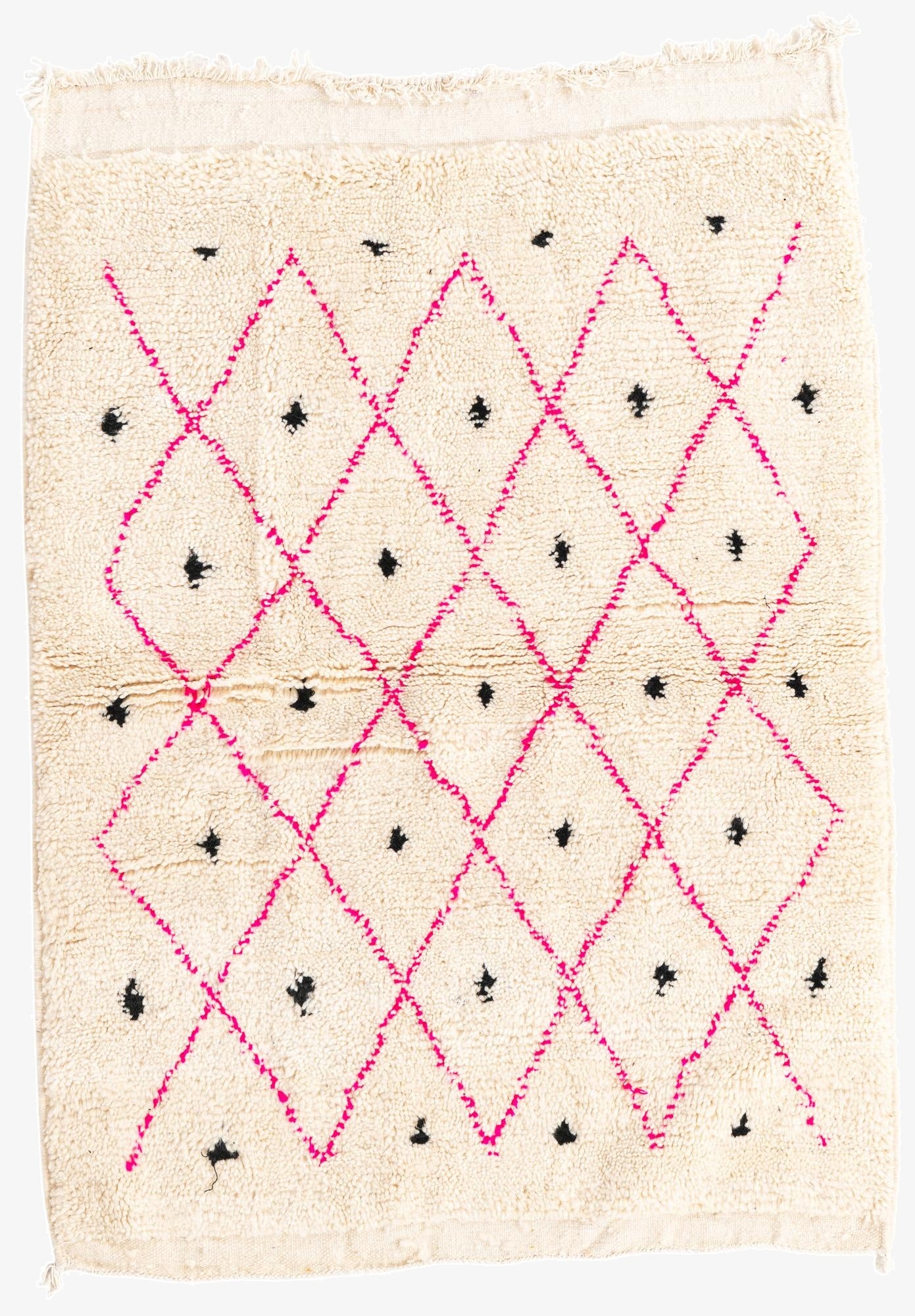  3' 5 x 4' 9  Hand Knotted Moroccan Wool Rug