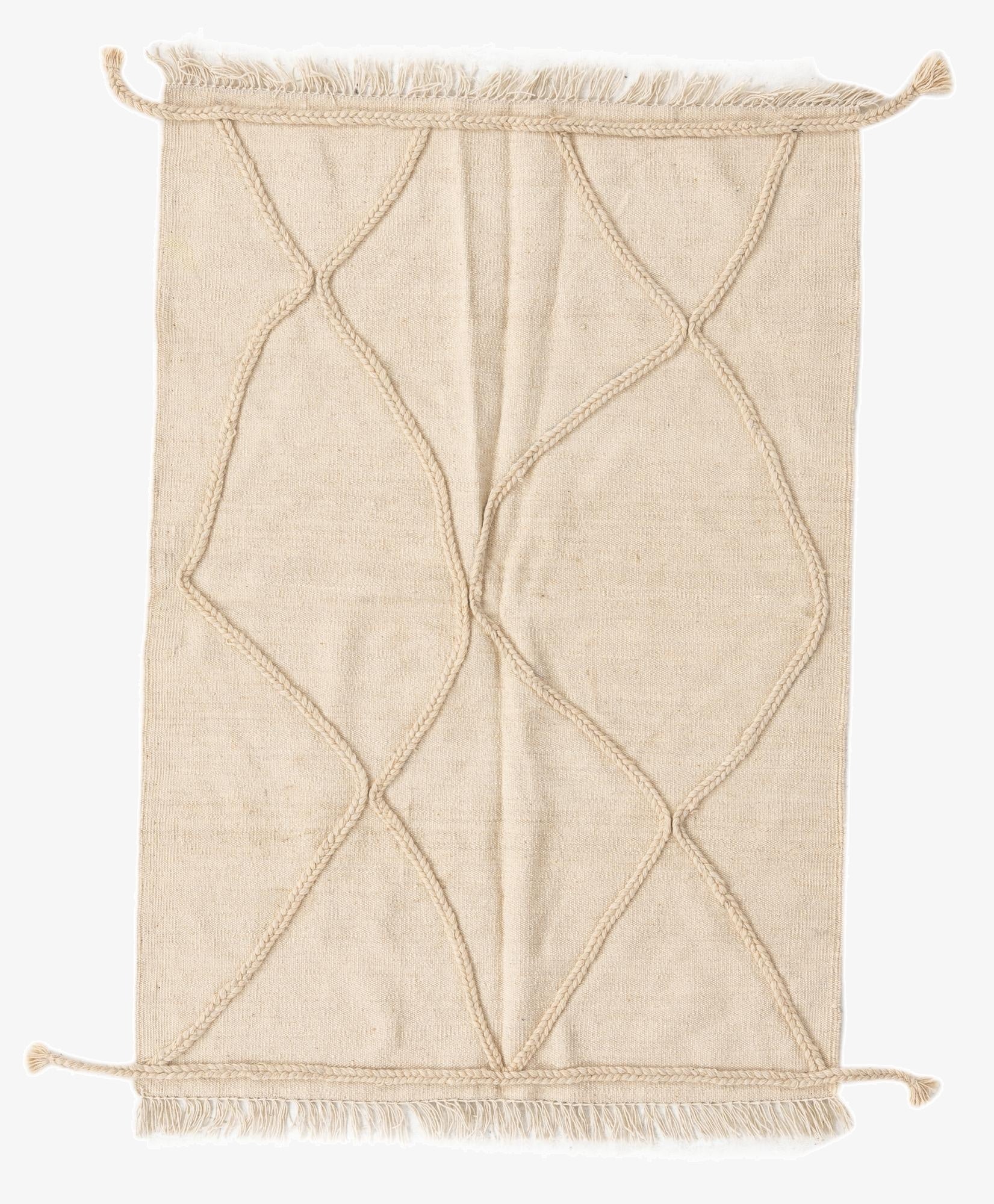  3' 5 x 4' 11  Hand Knotted Moroccan Wool Rug