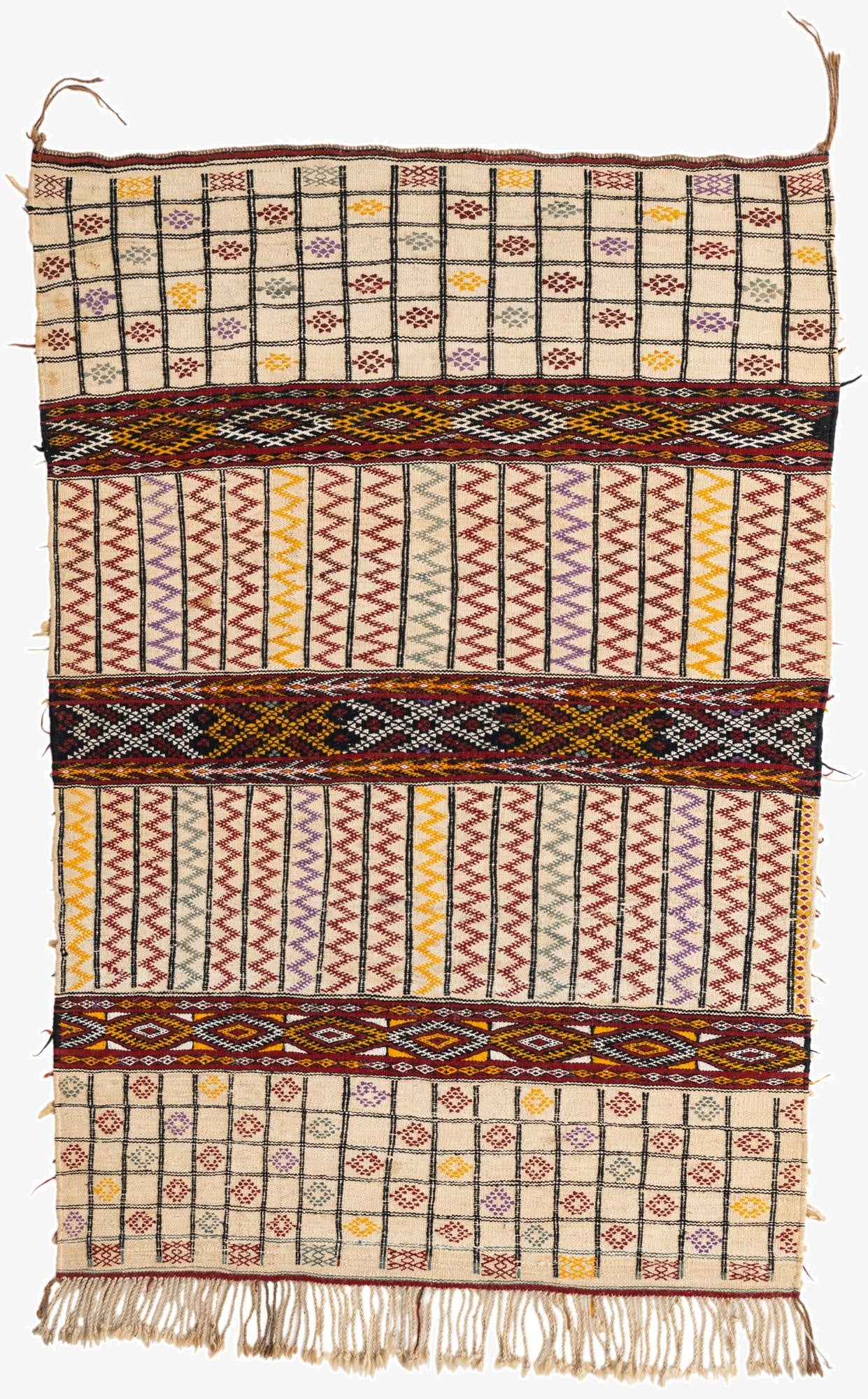  3' 7 x 5' 2  Hand Knotted Moroccan Oriental Wool Rug