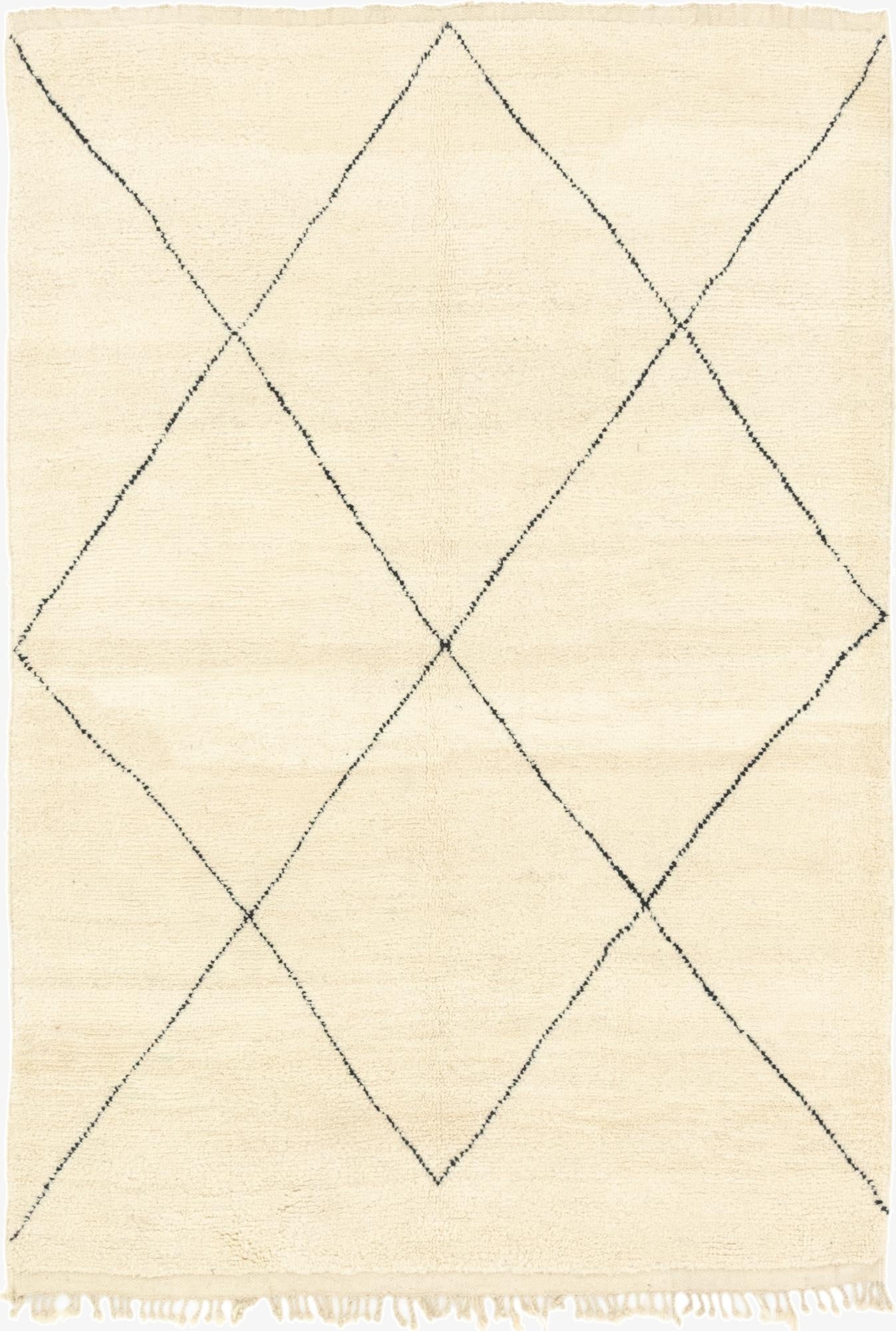  6' 7 x 9' 4  Hand Knotted Moroccan Wool Rug