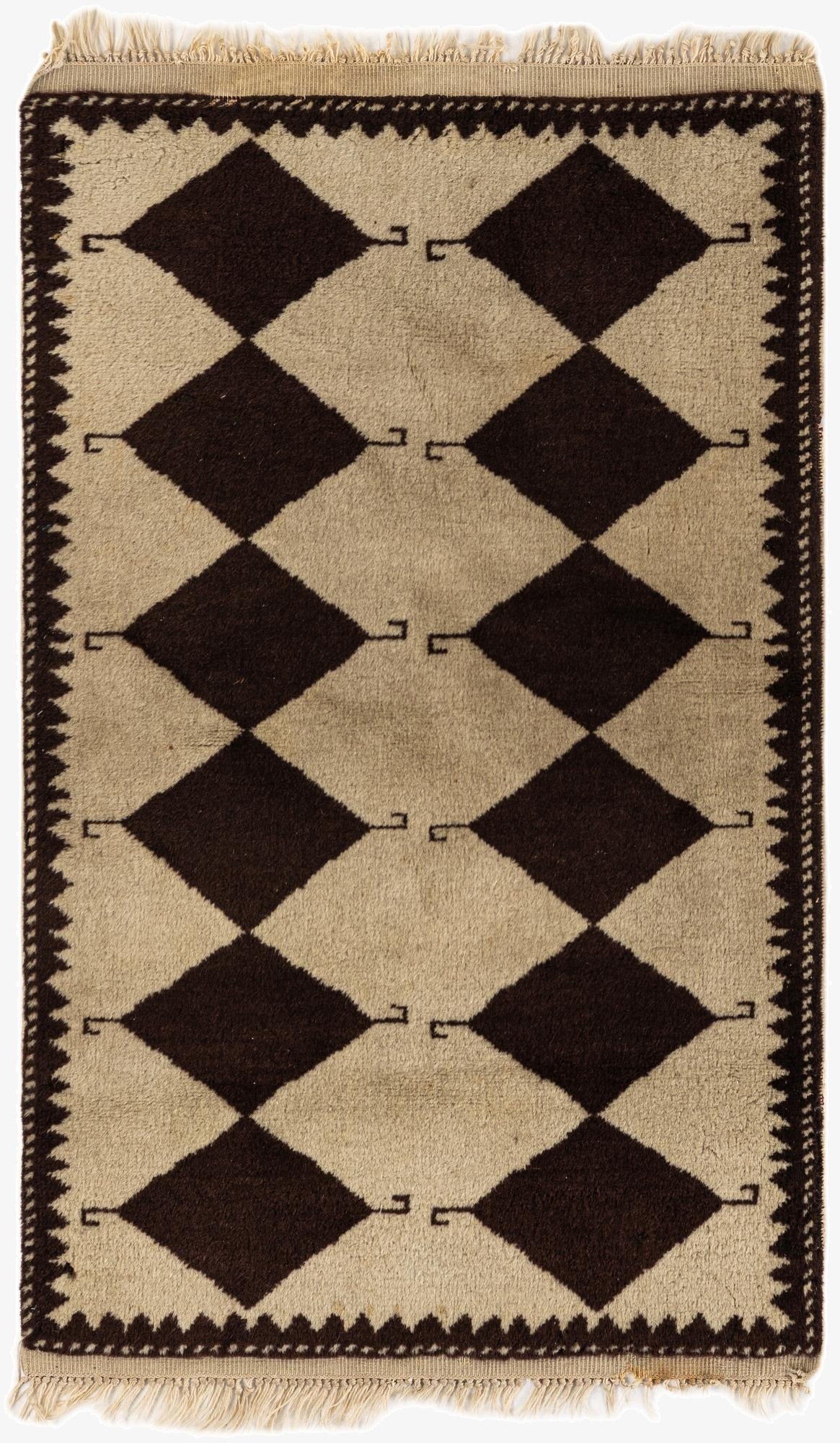  2' 6 x 4' 2  Hand Knotted Moroccan Wool Rug
