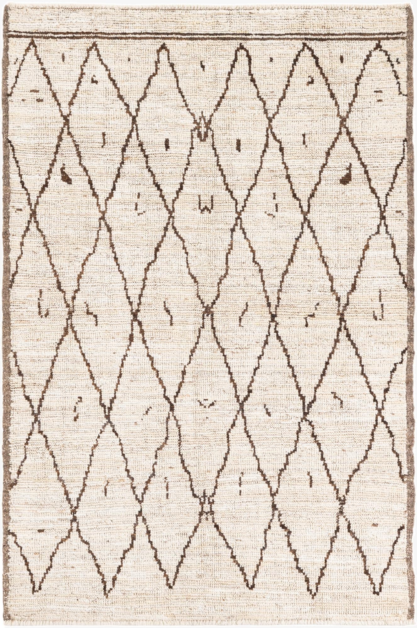  4' 2 x 6' 3  Hand Knotted Moroccan Wool Rug