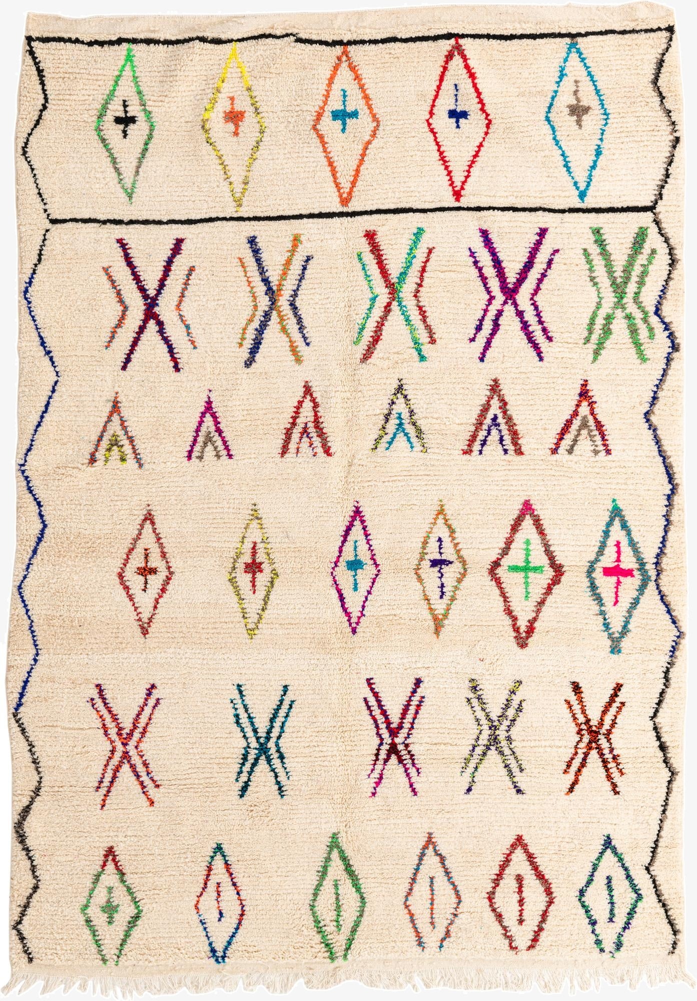  6' 6 x 9' 4  Hand Knotted Moroccan Wool Rug