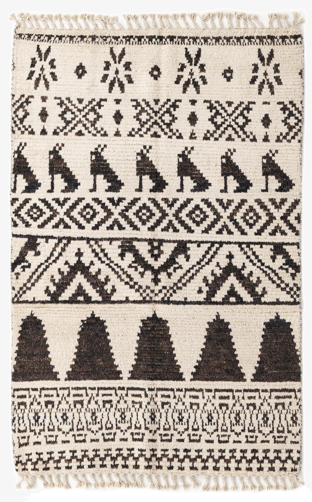  4' 4 x 6' 7  Hand Knotted Moroccan Wool Rug