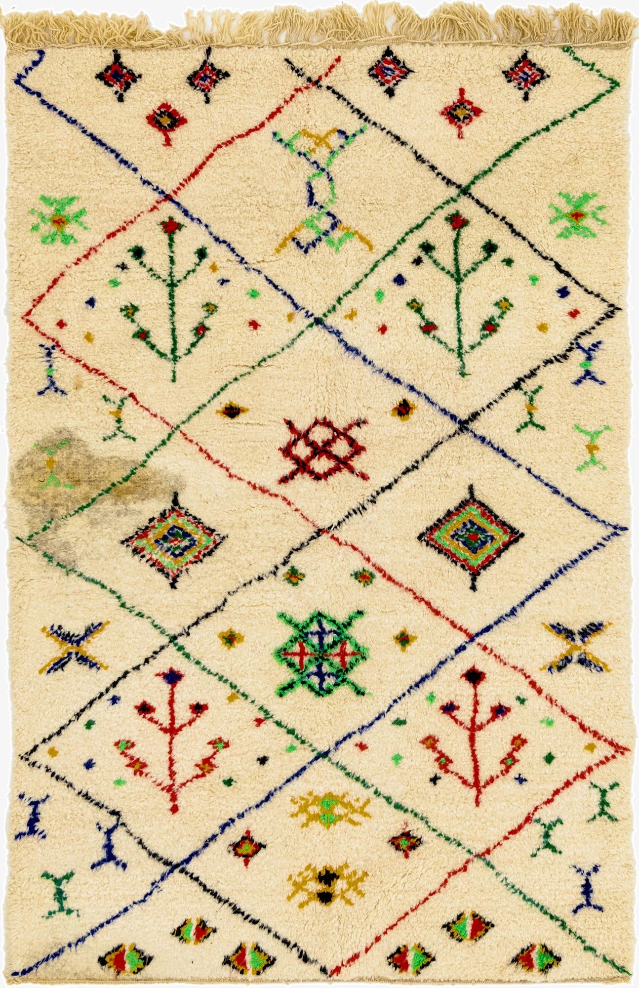  4' 10 x 7' 6  Hand Knotted Moroccan Wool Rug