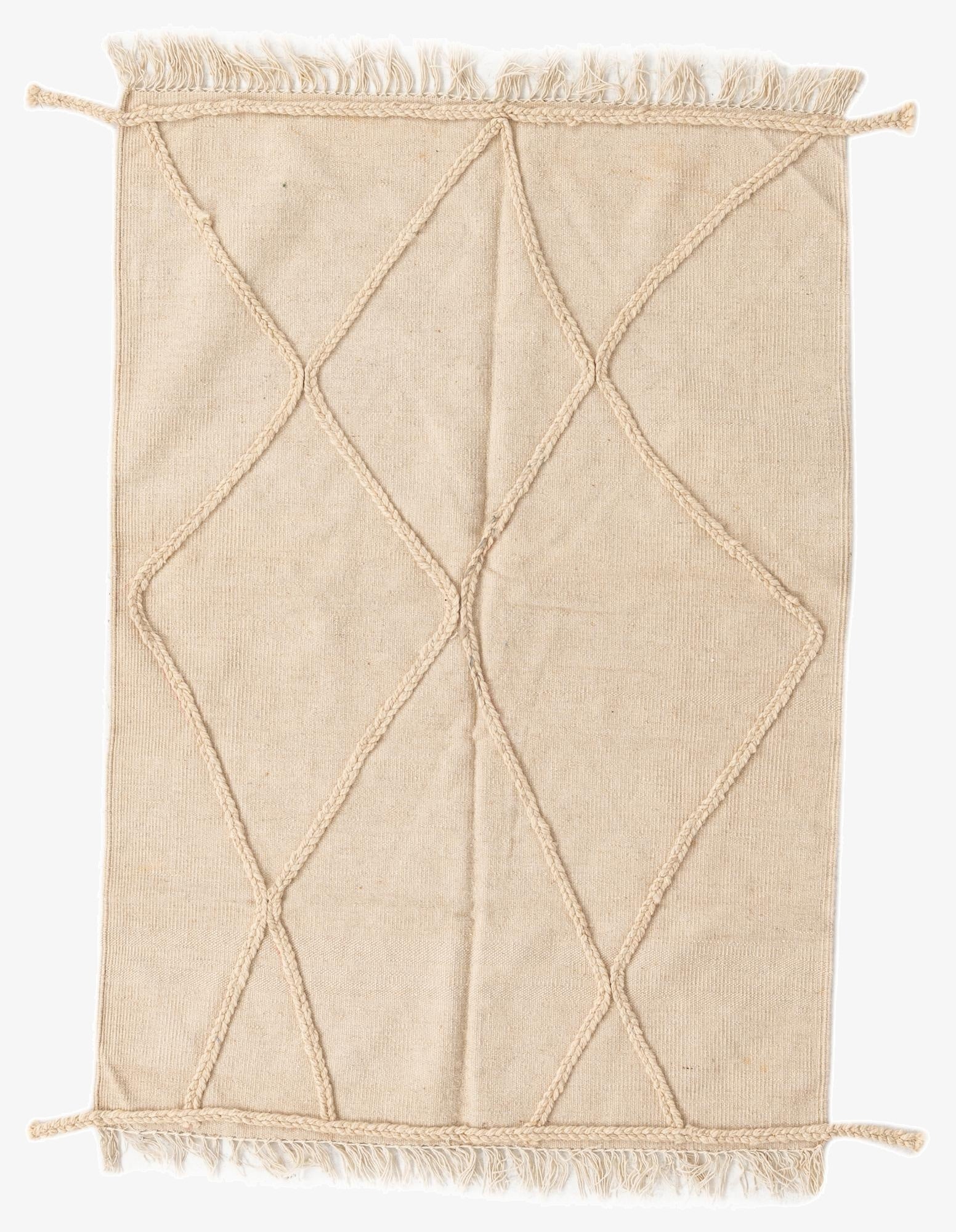  3' 5 x 4' 10  Hand Knotted Moroccan Wool Rug