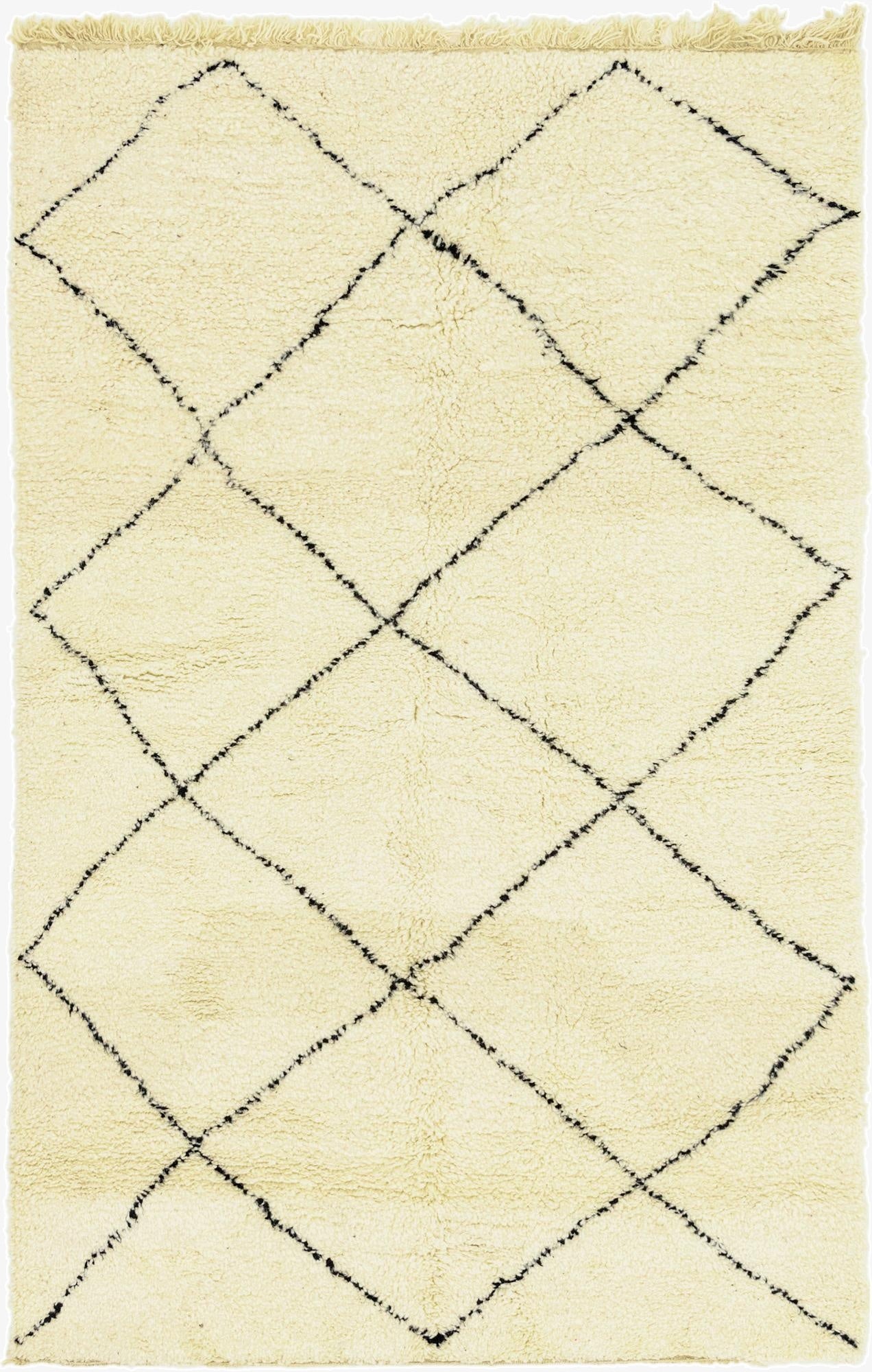  4' 10 x 7' 9  Hand Knotted Moroccan Wool Rug
