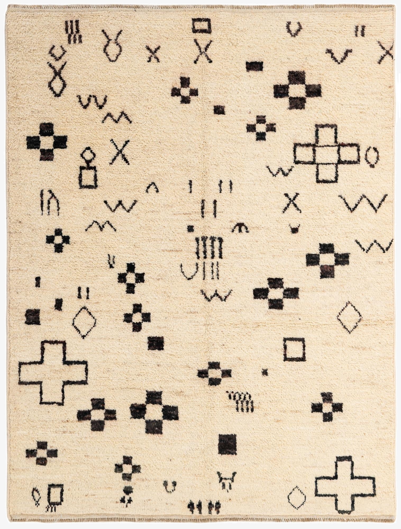  5' x 6' 6  Hand Knotted Moroccan Wool Rug