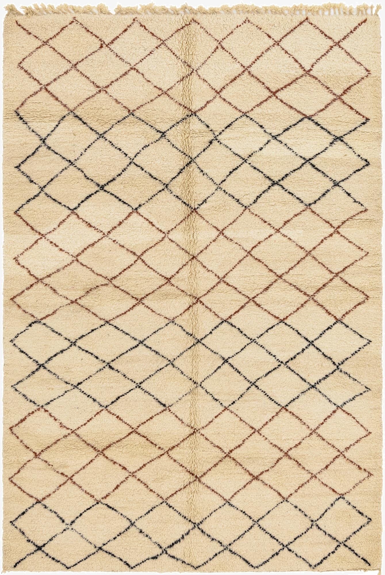  6' 7 x 10' 3  Hand Knotted Moroccan Wool Rug