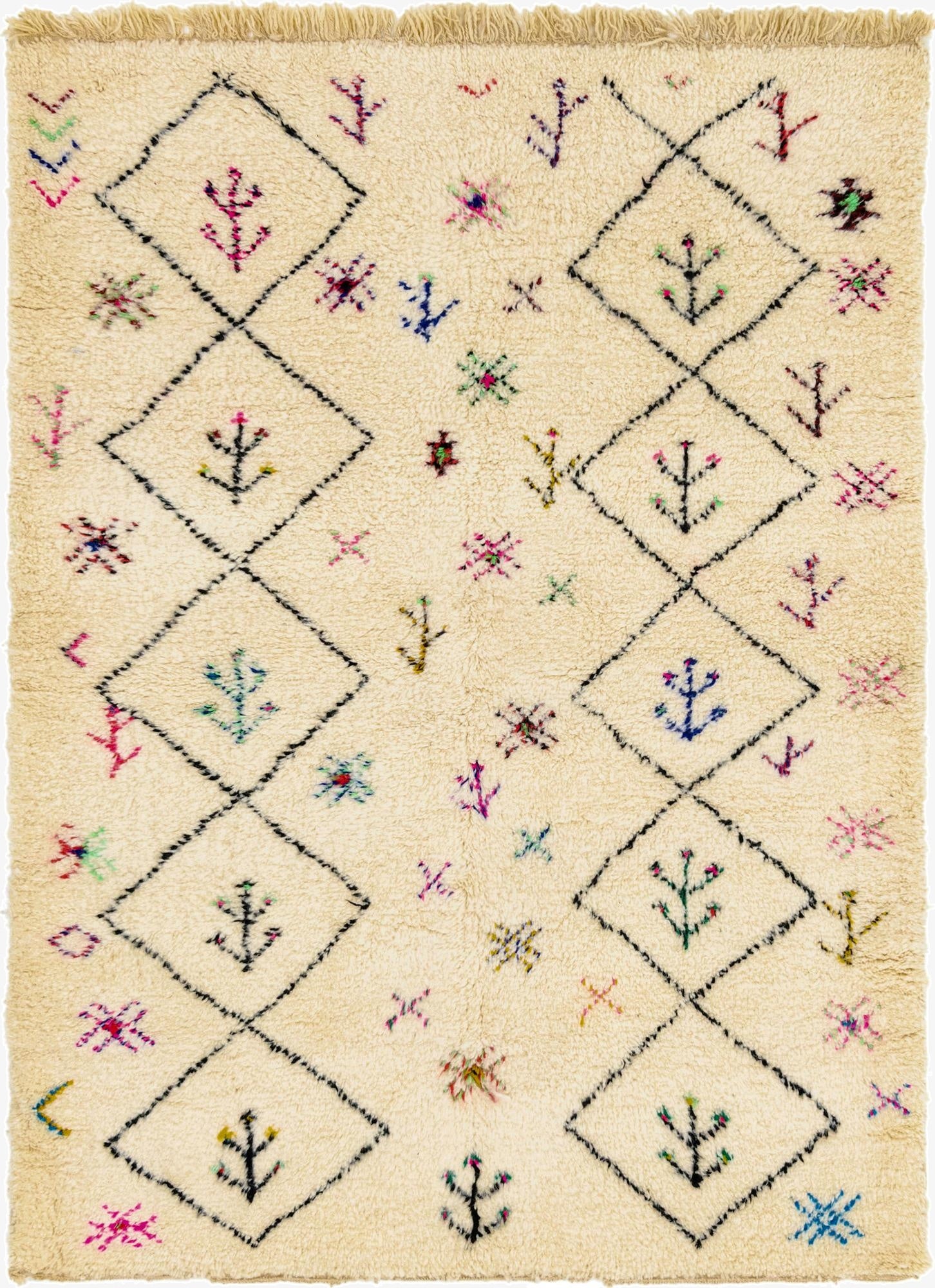  5' 6 x 7' 6  Hand Knotted Moroccan Wool Rug