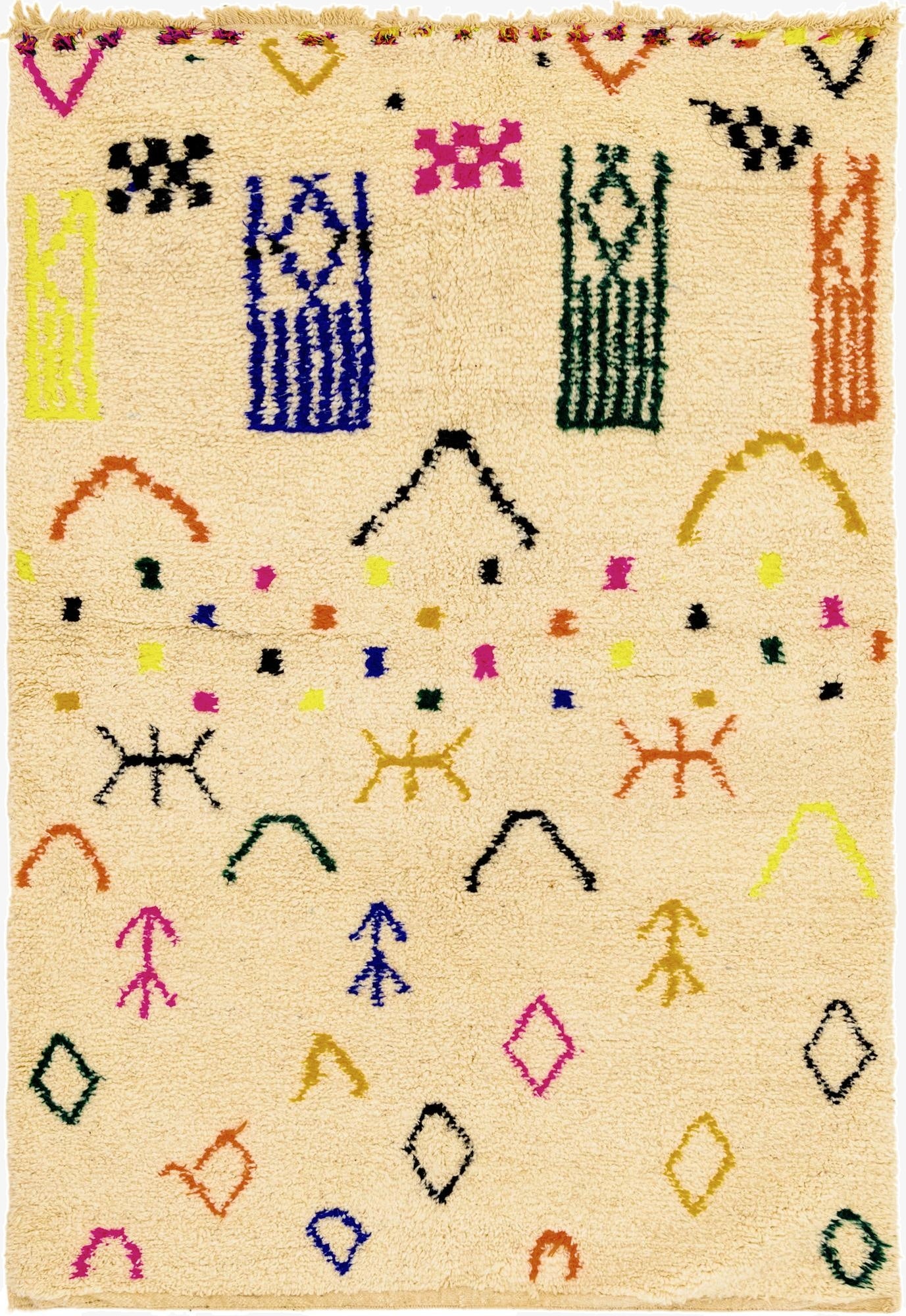  5' 4 x 7' 9  Hand Knotted Moroccan Wool Rug