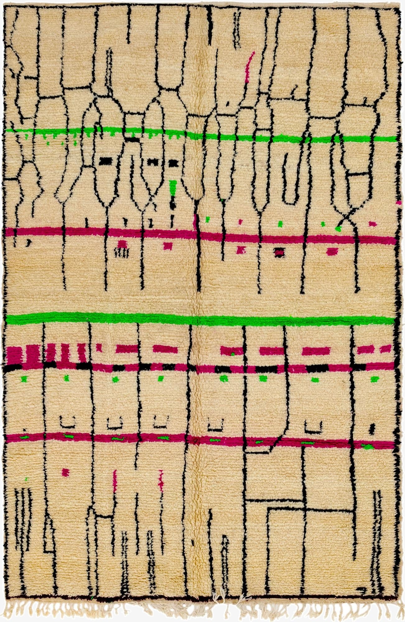  6' 6 x 9' 7  Hand Knotted Moroccan Wool Rug