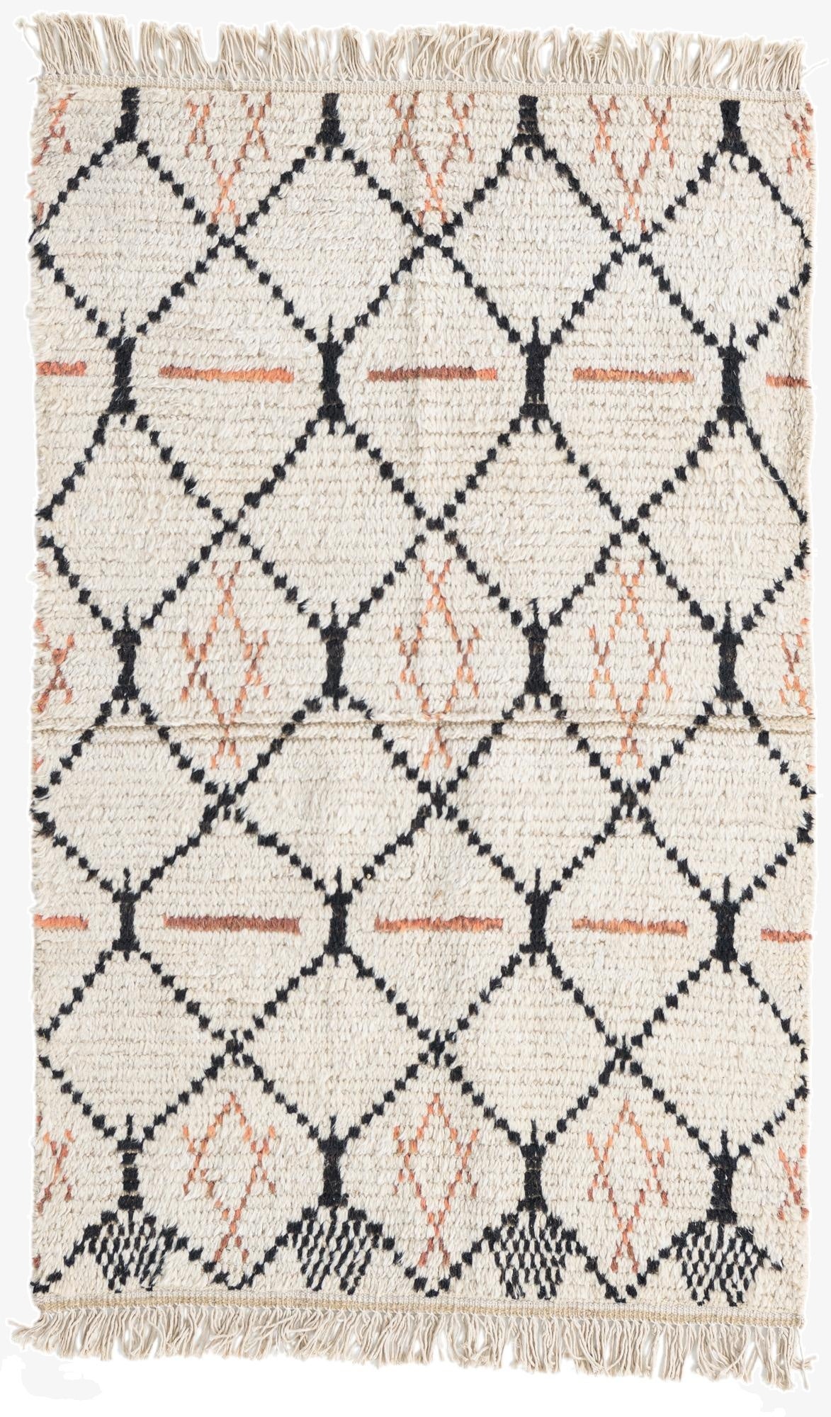  3' x 4' 8  Hand Knotted Moroccan Wool Rug