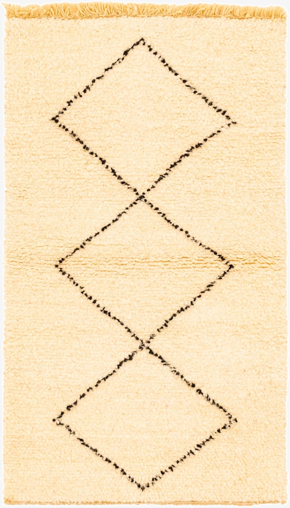  2' 9 x 4' 8  Hand Knotted Moroccan Wool Rug