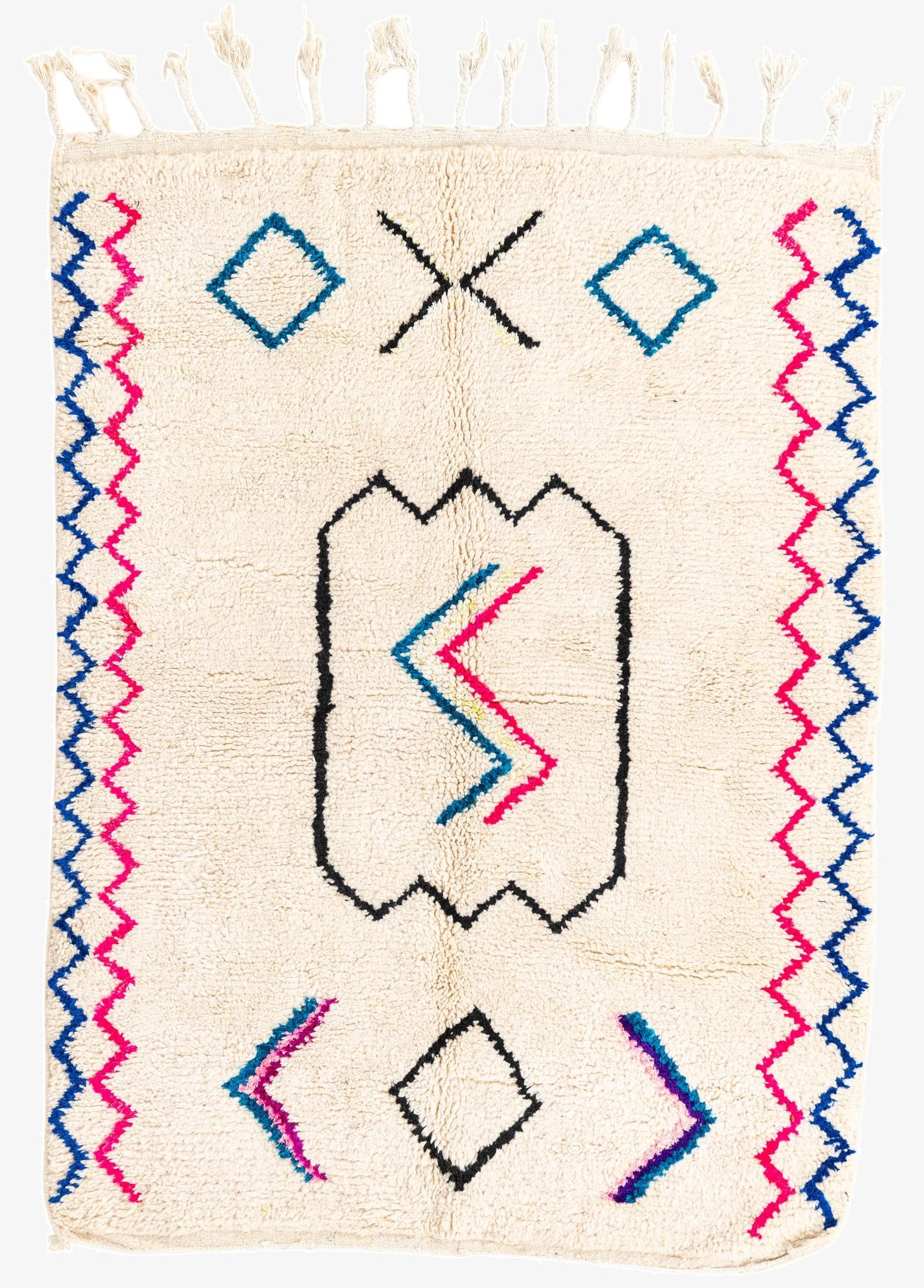  4' 6 x 6'  Hand Knotted Moroccan Wool Rug