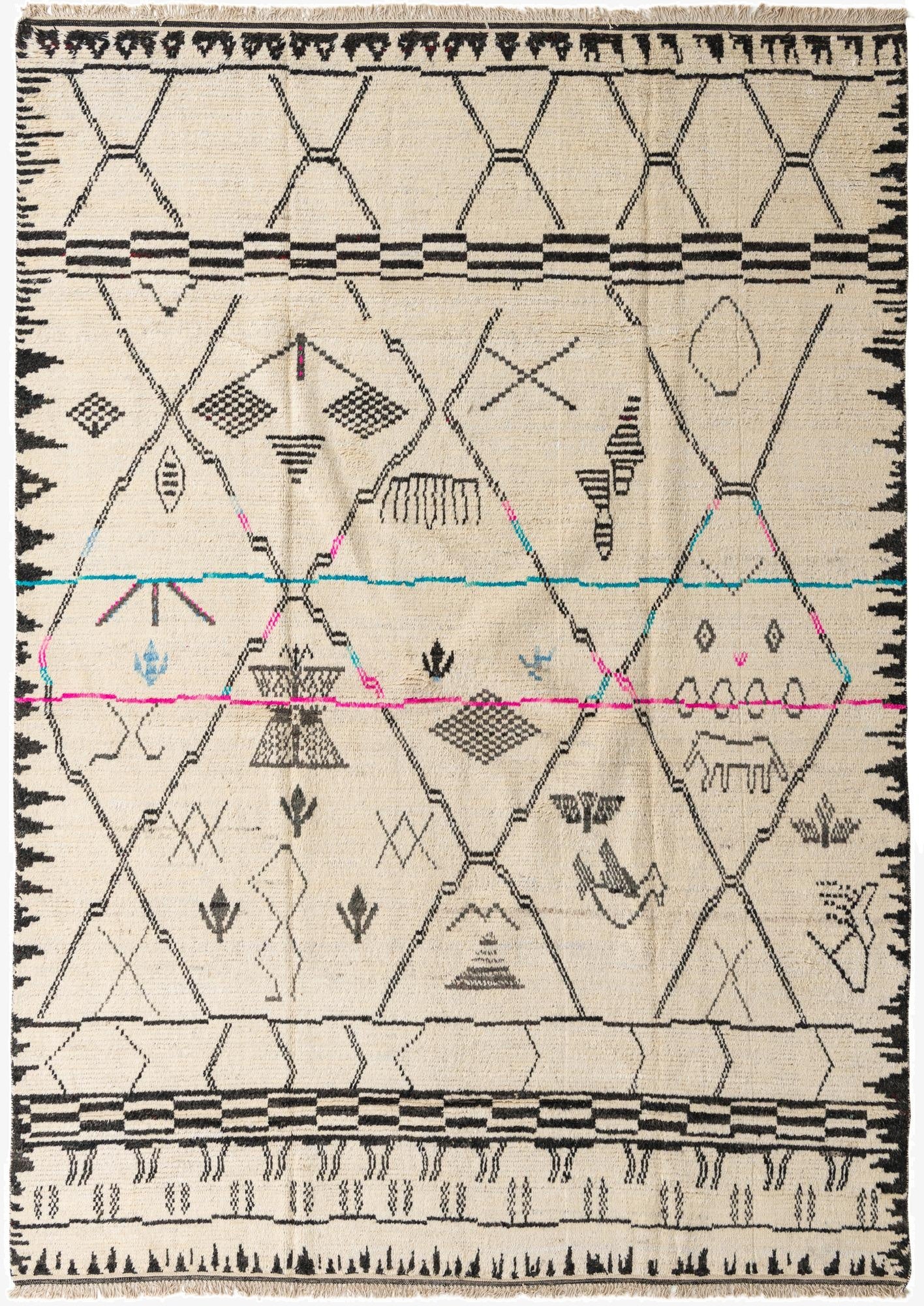  9' 1 x 12' 10  Hand Knotted Moroccan Wool Rug