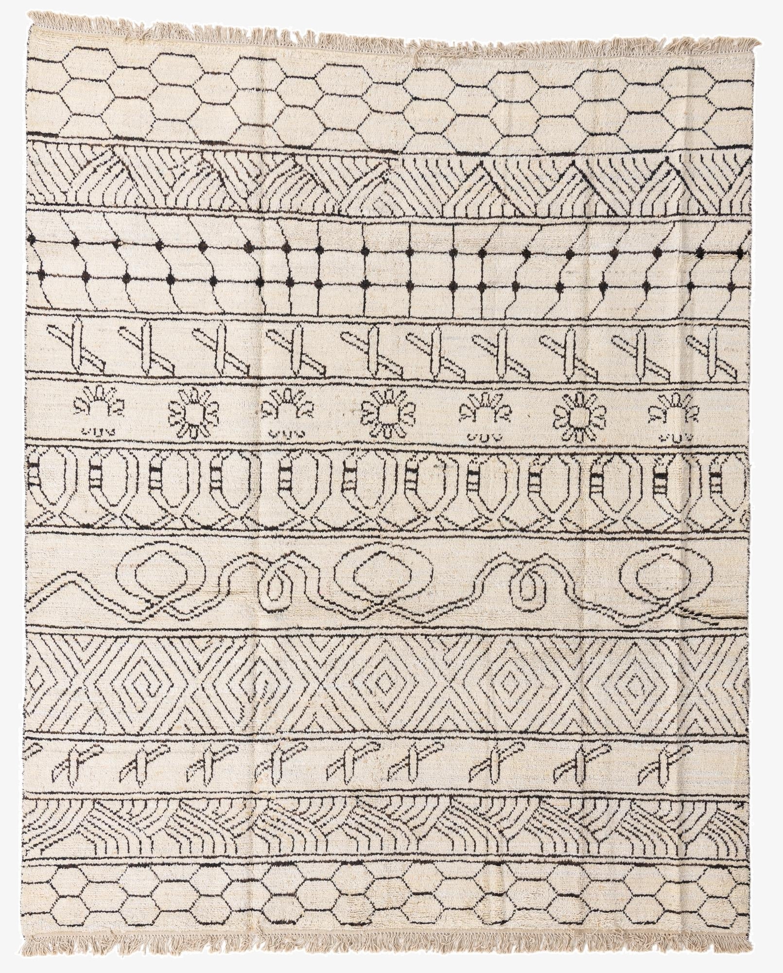  8' 2 x 10'  Hand Knotted Moroccan Wool Rug