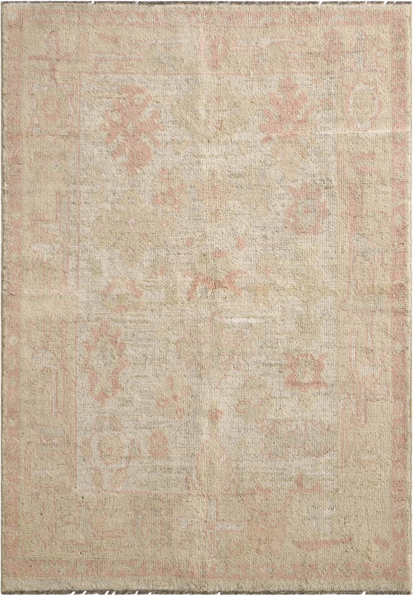  4' 2 x 5' 11  Hand Knotted Oushak Wool Rug