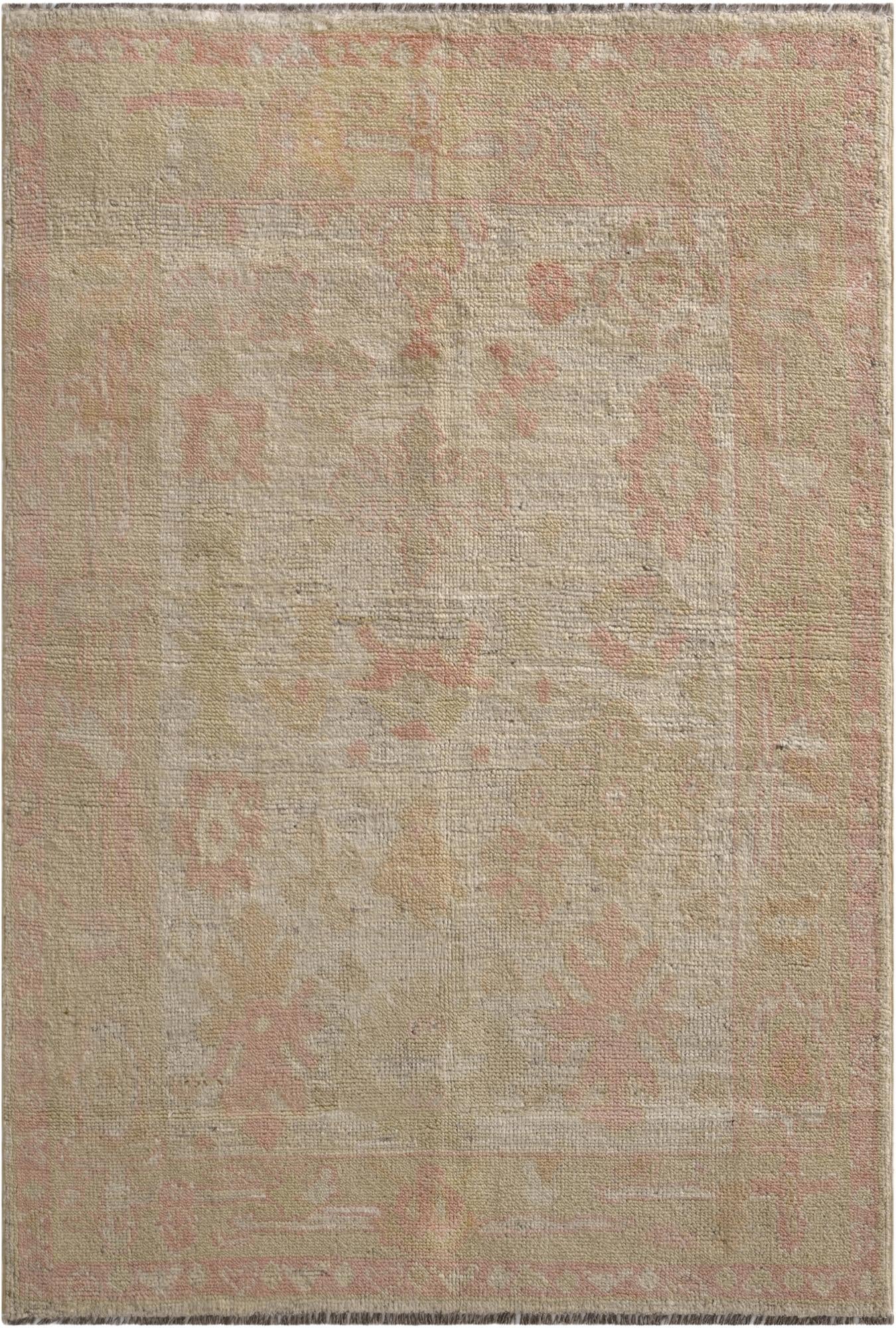  4' 2 x 6' 1  Hand Knotted Oushak Wool Rug