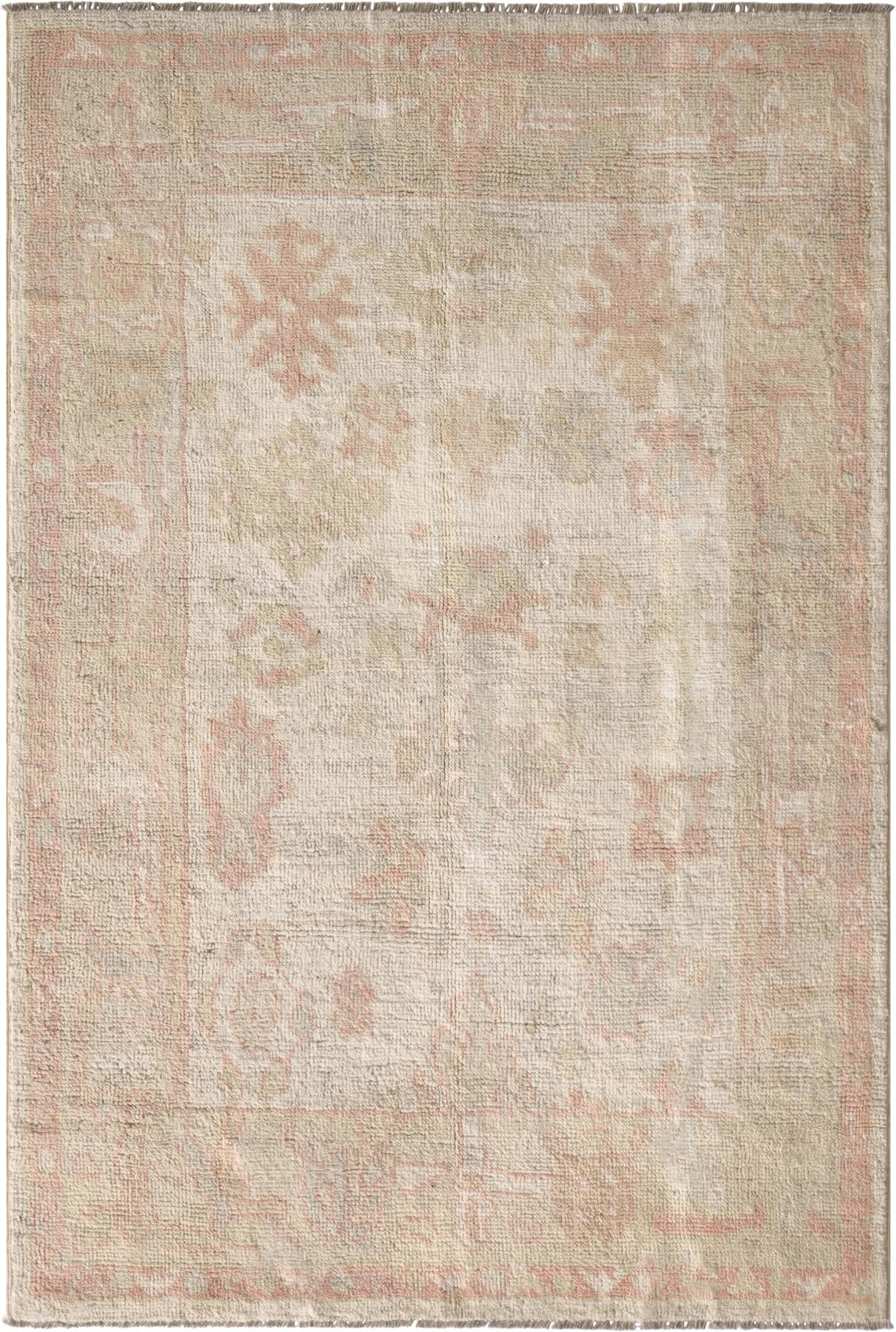  4' 2 x 6' 3  Hand Knotted Oushak Wool Rug
