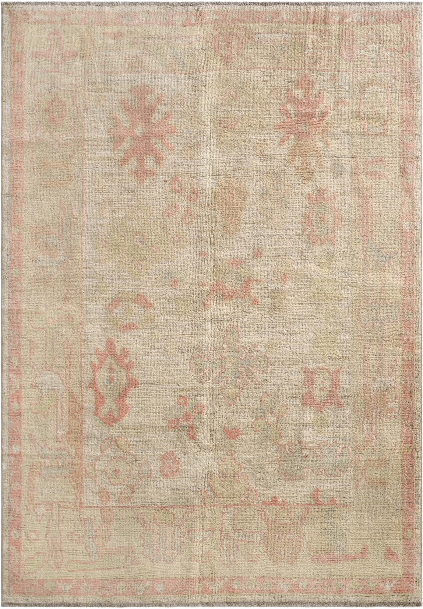  5' 2 x 7' 4  Hand Knotted Oushak Wool Rug