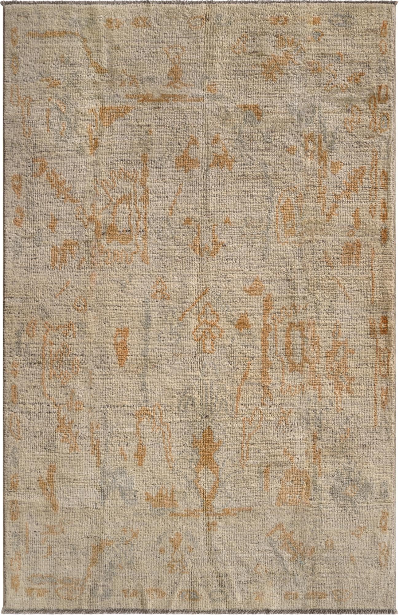  3' 10 x 5' 11  Hand Knotted Oushak Wool Rug