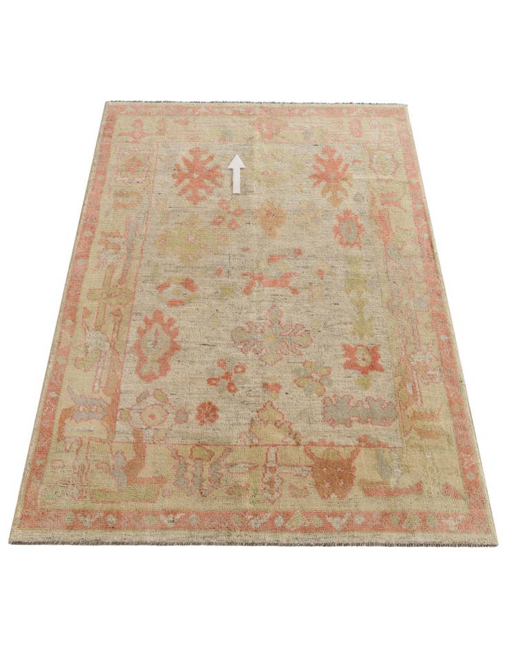 Detail image of  5' 1 x 6' 10  Hand Knotted Oushak Wool Rug