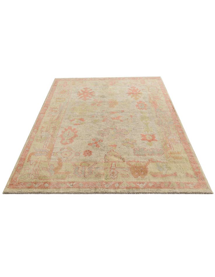 Detail image of  5' 1 x 6' 10  Hand Knotted Oushak Wool Rug