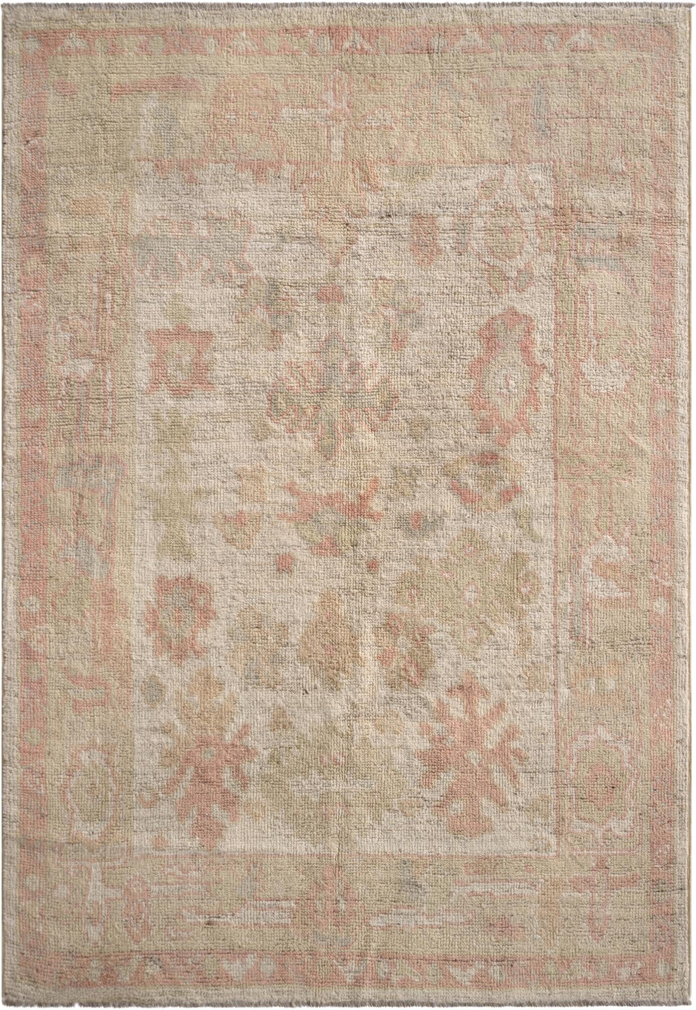  4' 3 x 6' 2  Hand Knotted Oushak Wool Rug