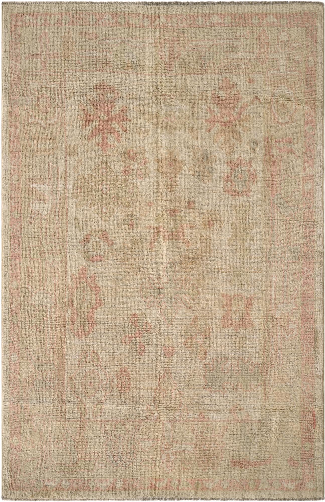  4' 2 x 6' 3  Hand Knotted Oushak Wool Rug