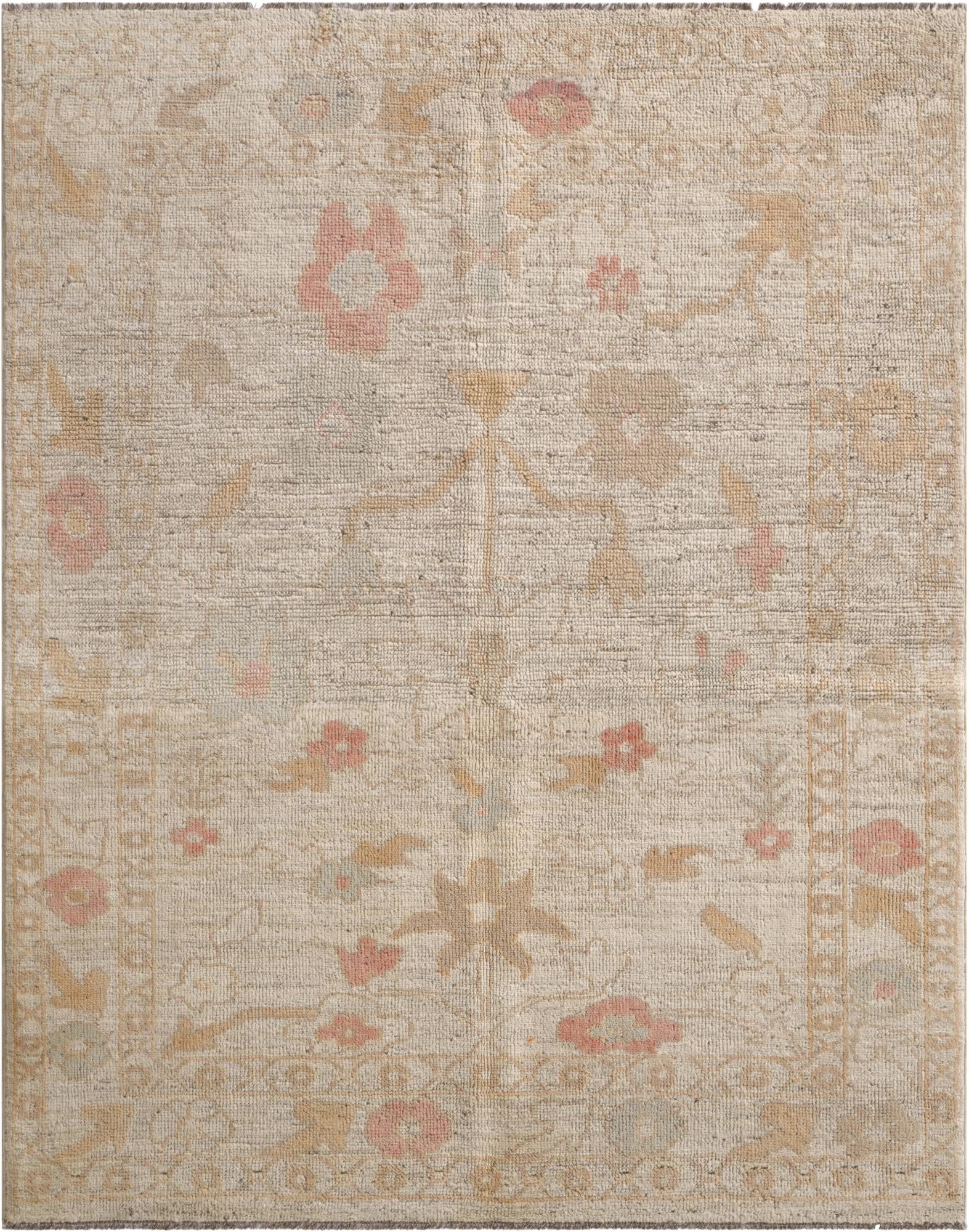  5' 2 x 6' 7  Hand Knotted Oushak Wool Rug