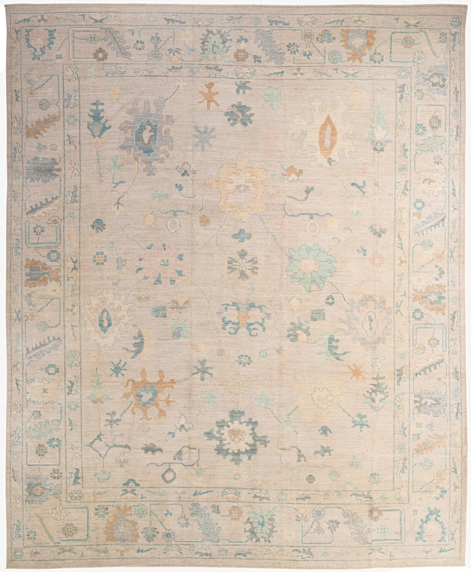  12' 2 x 14' 11  Hand Knotted Oushak Wool Rug