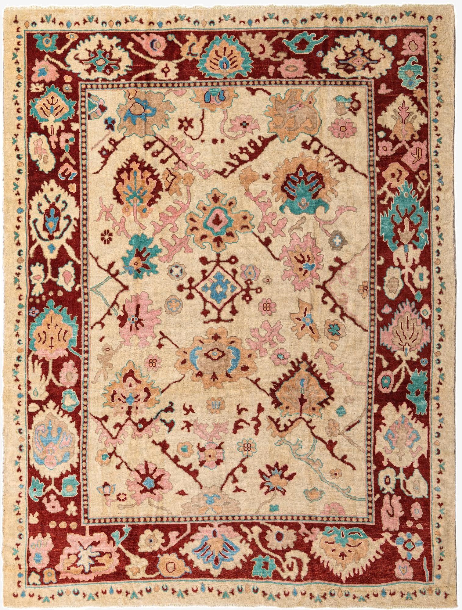 9' 4 x 12' 2  Hand Knotted Oushak Wool Rug