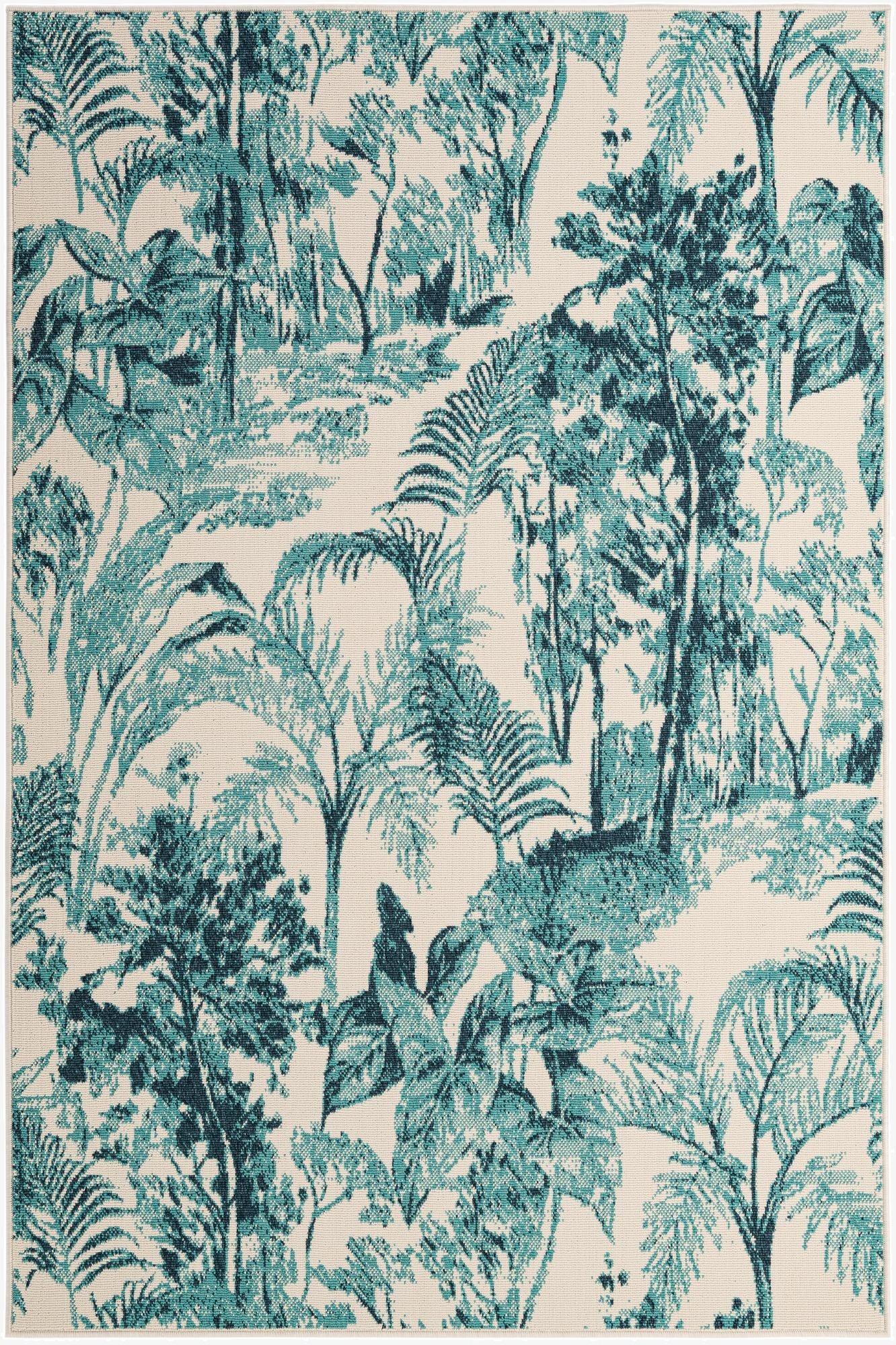  5' 2 x 7' 7  Washable Botanical Indoor / Outdoor Rug