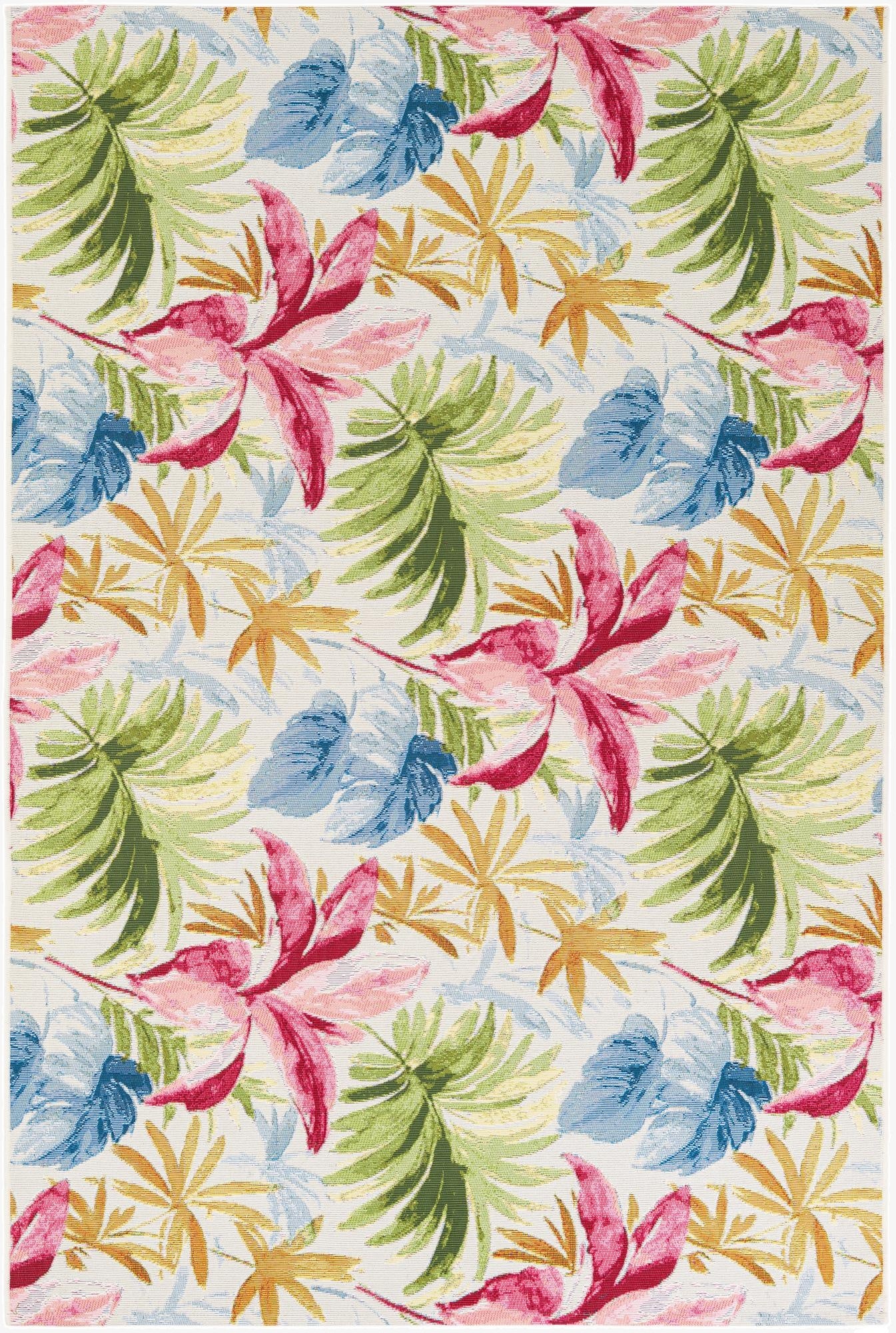  5' 2 x 7' 8  Washable Botanical Indoor / Outdoor Rug